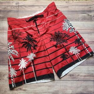 5/$15 Tony Hawk Red Palm Tree Swim Trunks Shorts